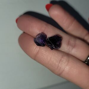 Raw Amethyst Stud Earrings